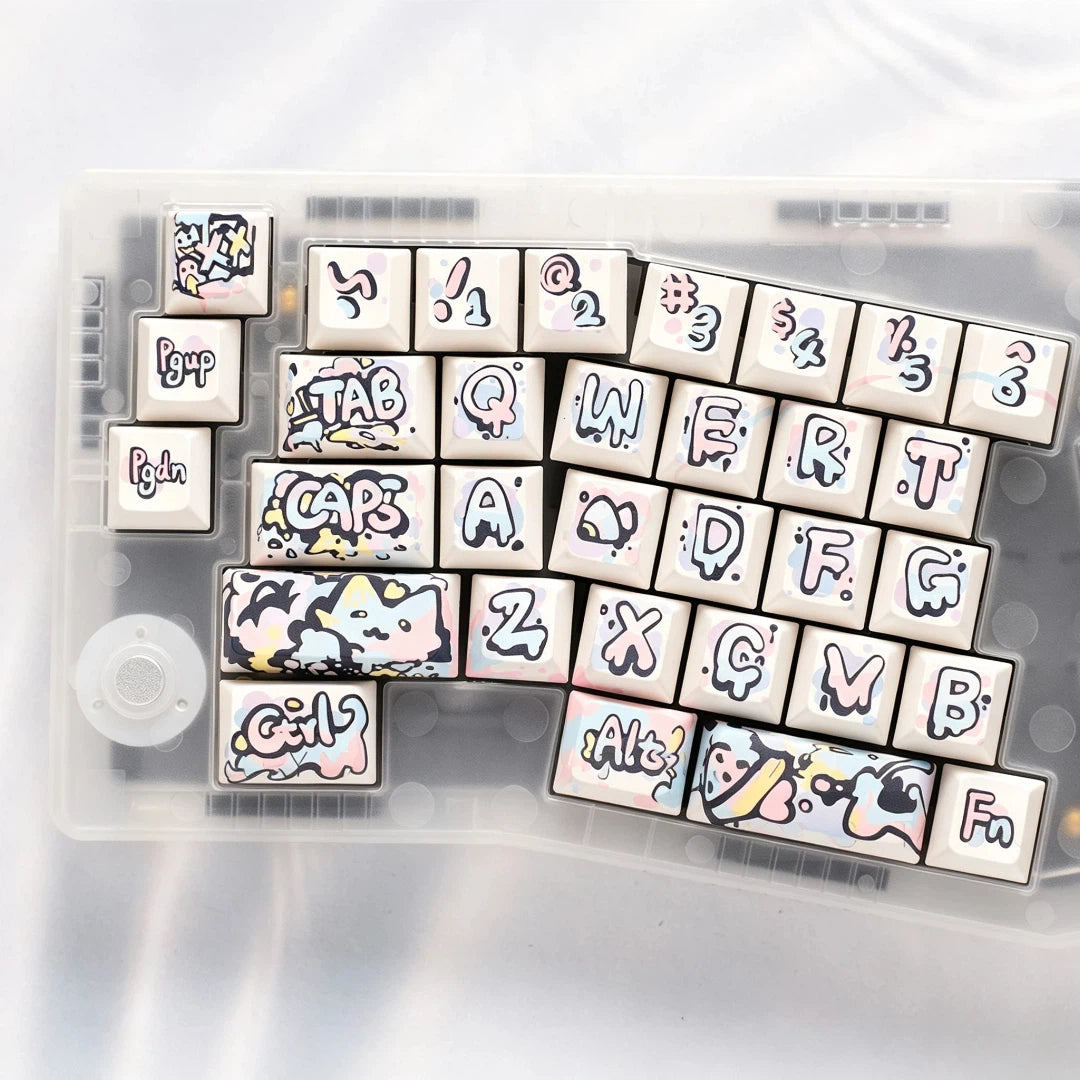 "EDM Rave Graffiti" Cherry Profile PBT Dye-Sub Keycap Set