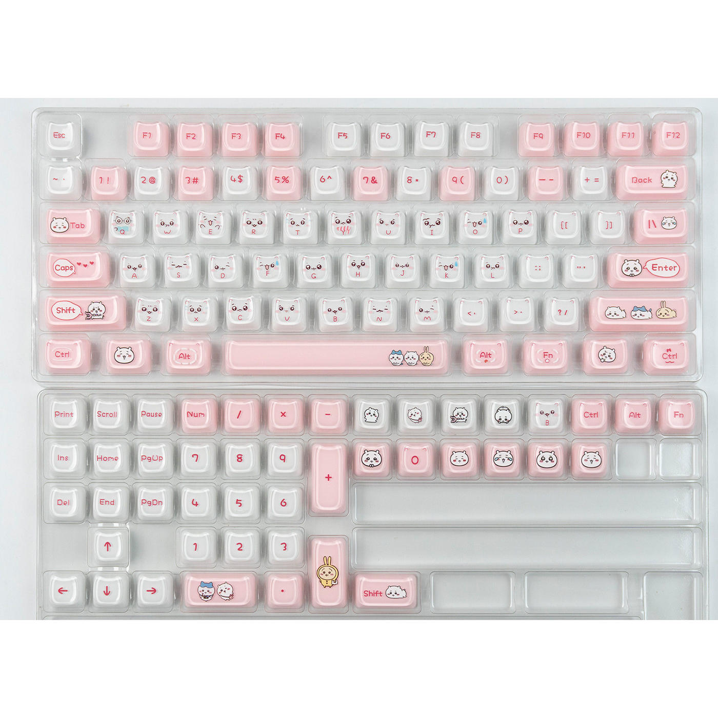 "Jelly Emote Kitty" Crystal Clear MAO Profile PC Keycap Set