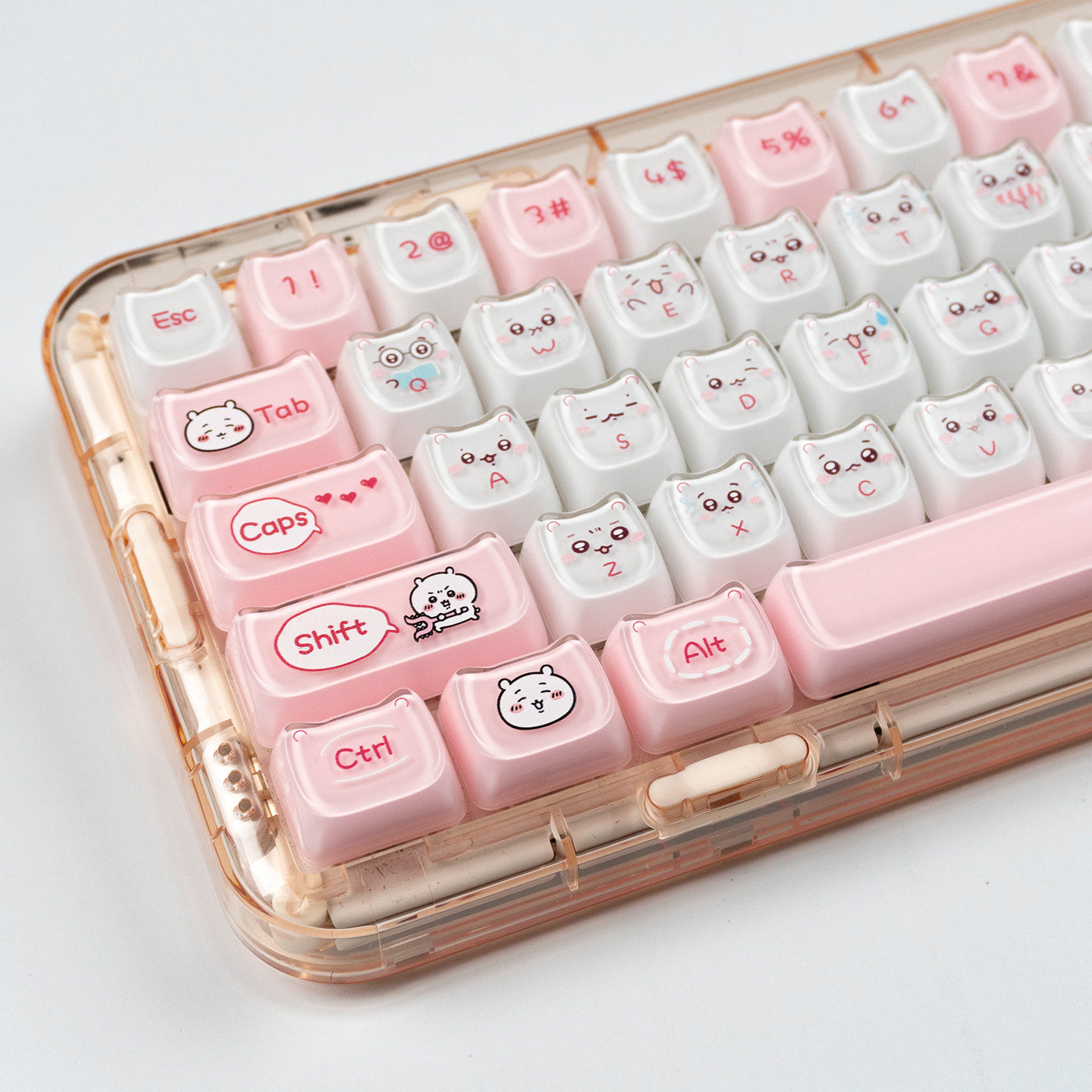 "Jelly Emote Kitty" Crystal Clear MAO Profile PC Keycap Set