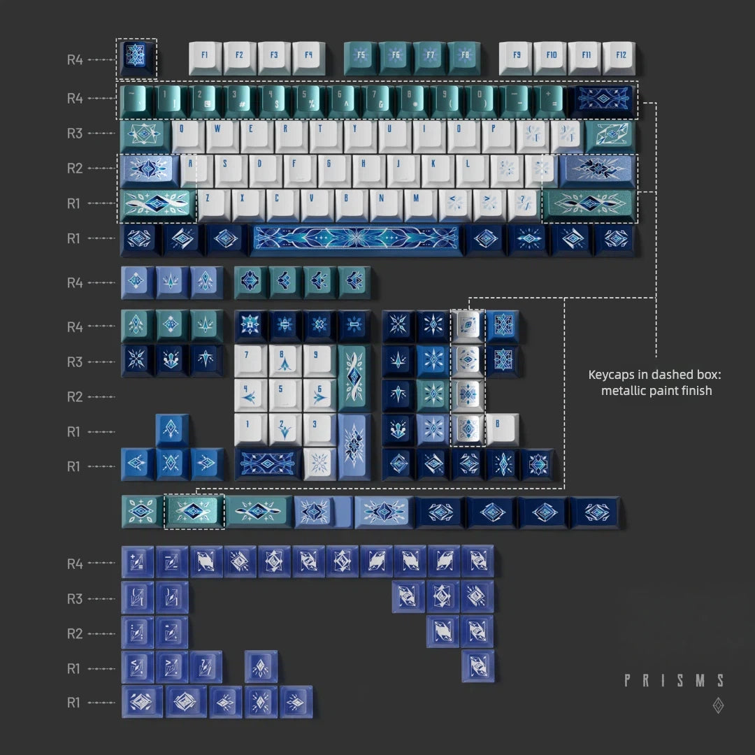 "Prism" Metallic Lacquer & Crystal PC Hybrid Keycap Set (Cherry Profile / 168 Keys)