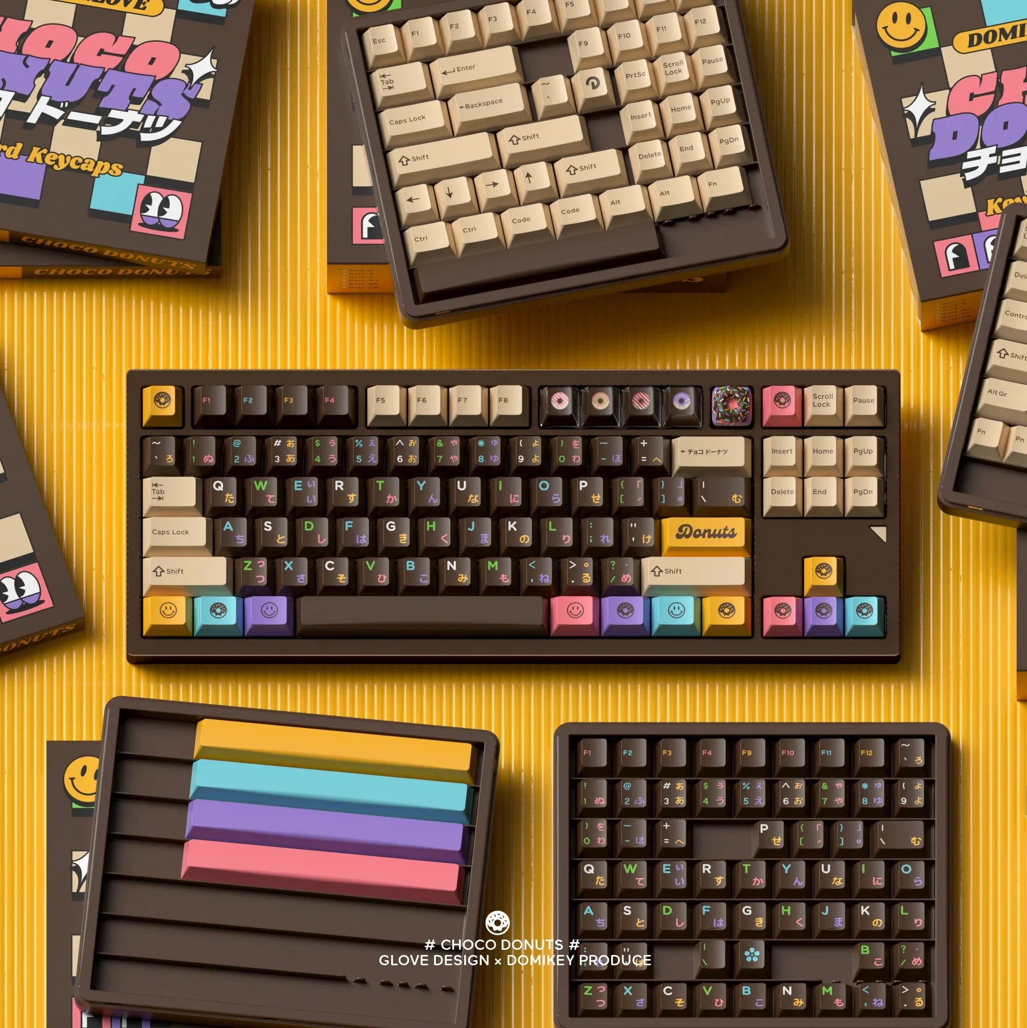 "Choco Donuts" R2 ABS Triple-Shot Keycap Set (by GLOVE x Domikey)