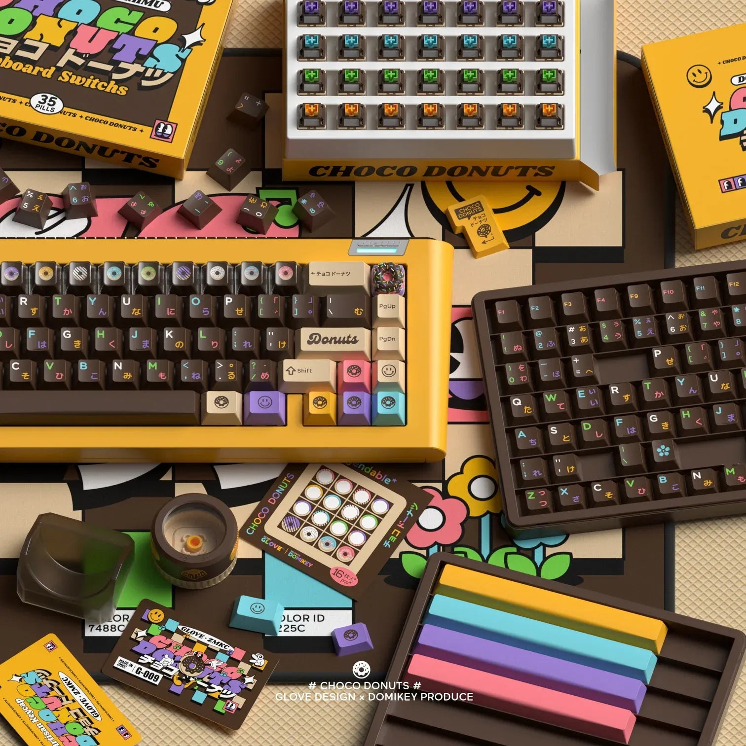 "Choco Donuts" R2 ABS Triple-Shot Keycap Set (by GLOVE x Domikey)