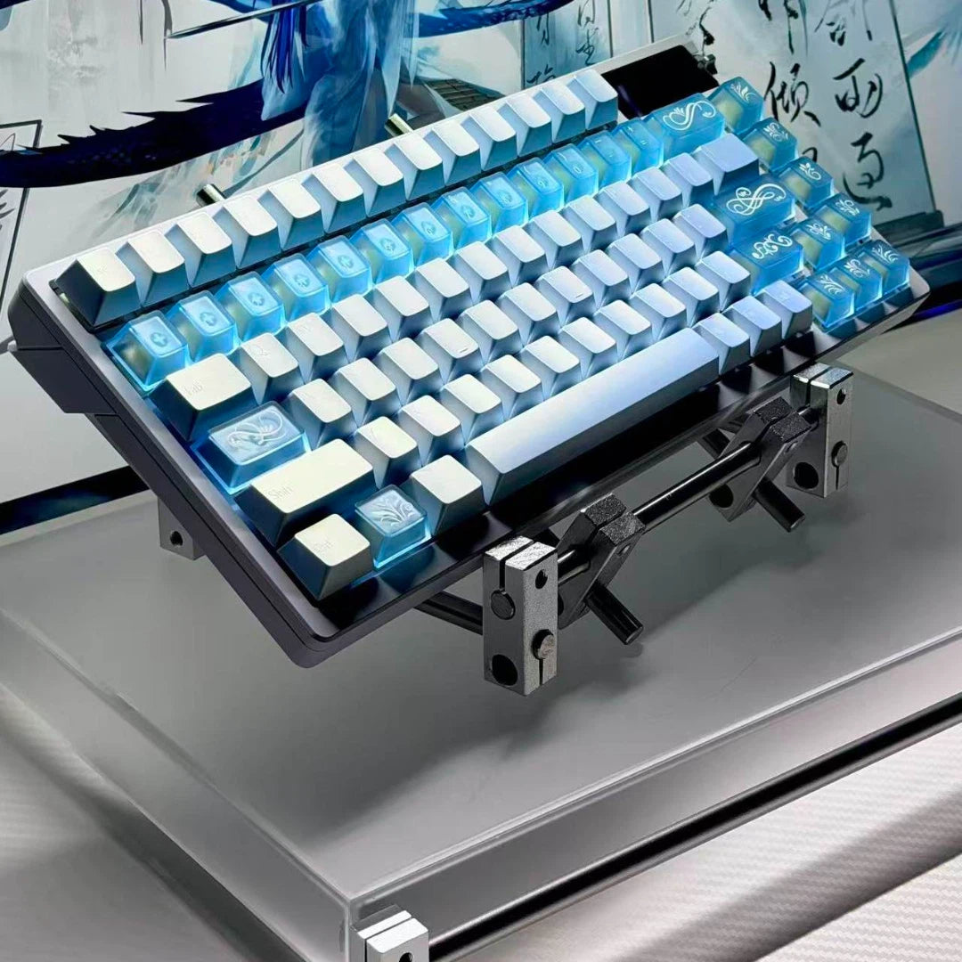 "Ice Crystal Blue" Pearlescent Frosted PBT+PC Cherry Profile Keycap Set (134 Keys)
