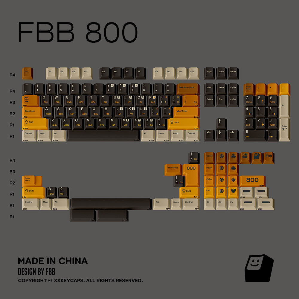 "Retro 800" Cherry Profile 1.7mm Thick PBT Dye-Sub Keycap Set (145 Keys)