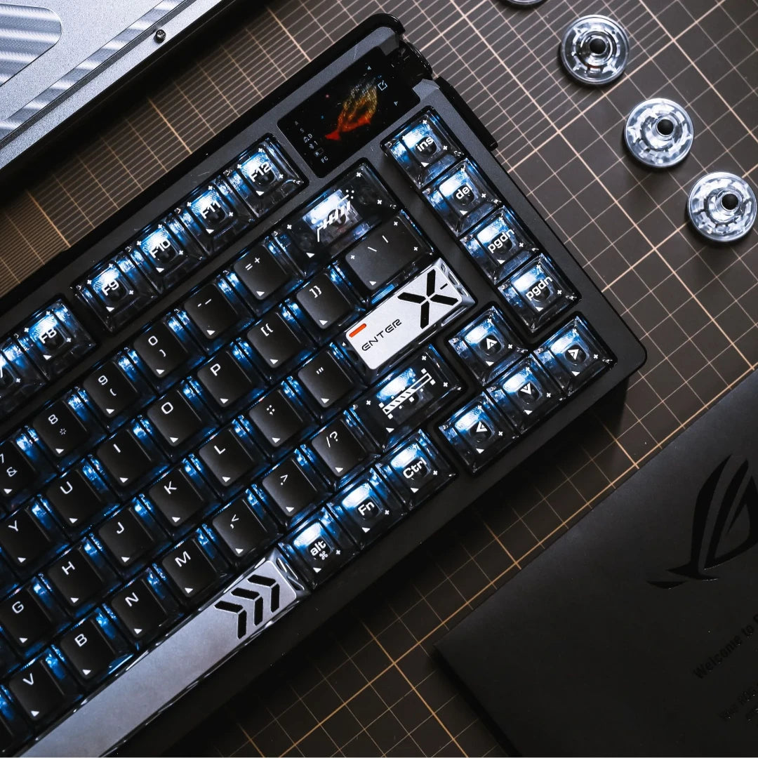 "Shadow Clear 2.0" Cherry Profile PBT+PC Hybrid Shine-Through Keycap Set (123 Keys)