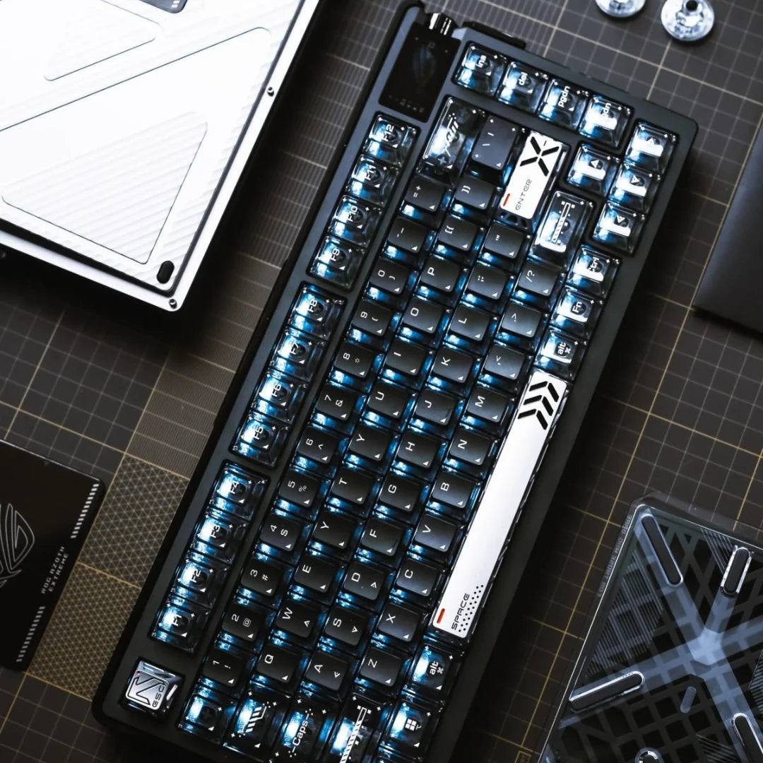 "Shadow Clear 2.0" Cherry Profile PBT+PC Hybrid Shine-Through Keycap Set (123 Keys)