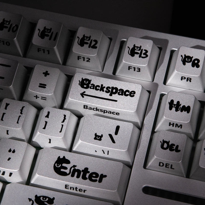"Ye Mei" (Night Phantom) Anodized Silver CNC Aluminum Keycap Set