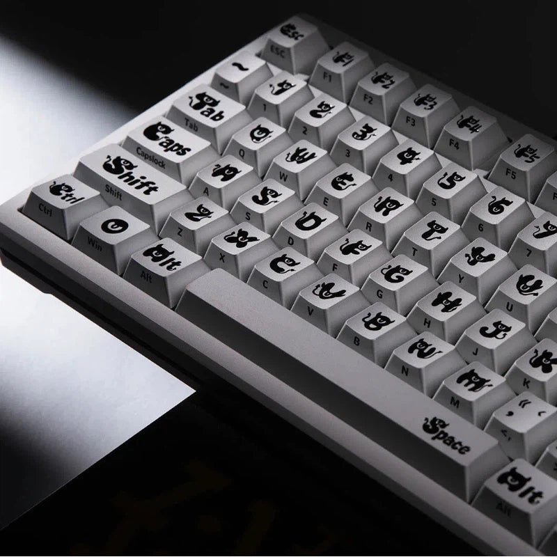 "Ye Mei" (Night Phantom) Anodized Silver CNC Aluminum Keycap Set