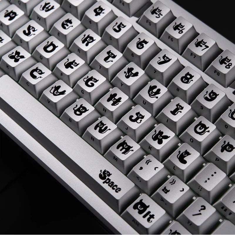 "Ye Mei" (Night Phantom) Anodized Silver CNC Aluminum Keycap Set