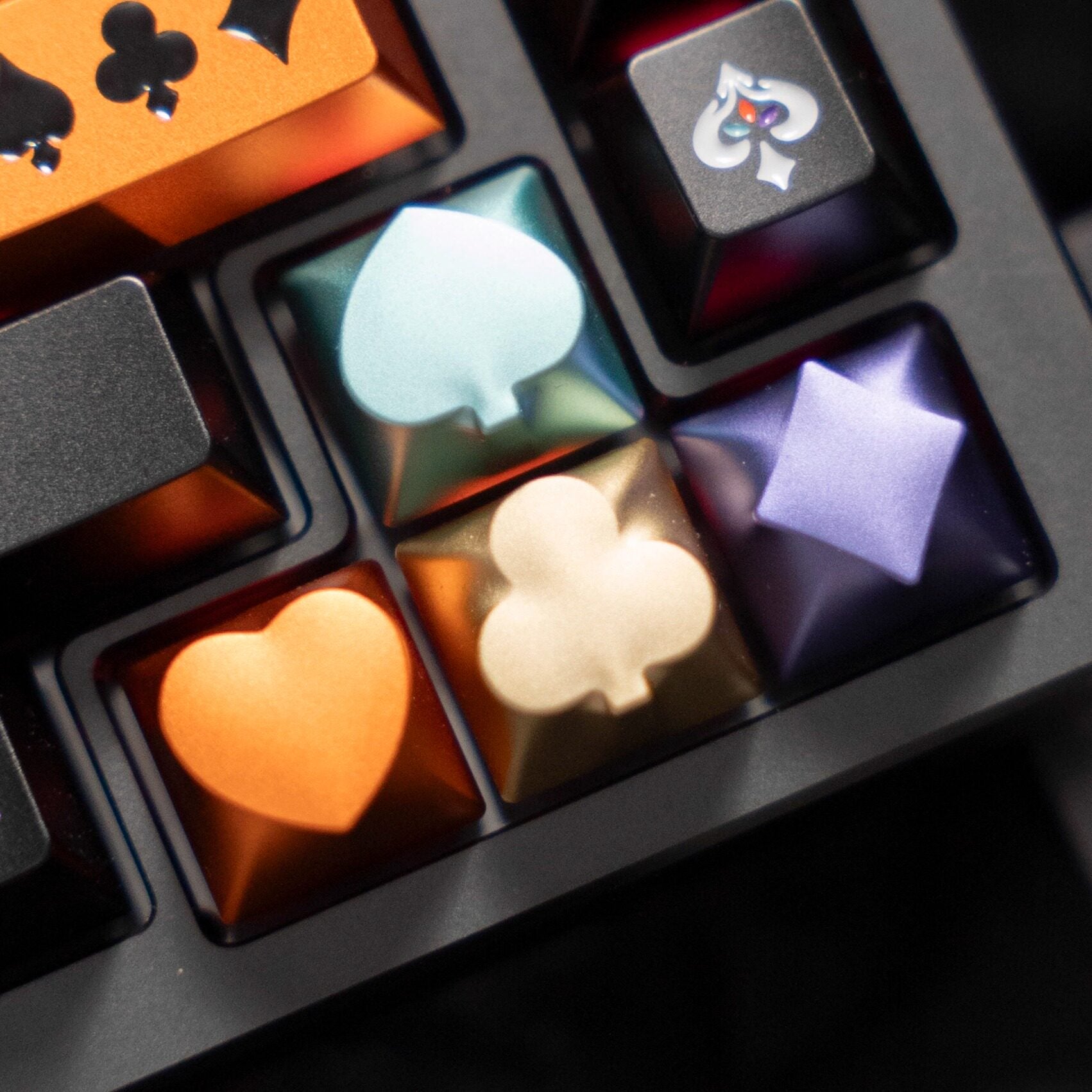Spades, Hearts, Clubs, Diamonds — Metal Artisan Keycaps