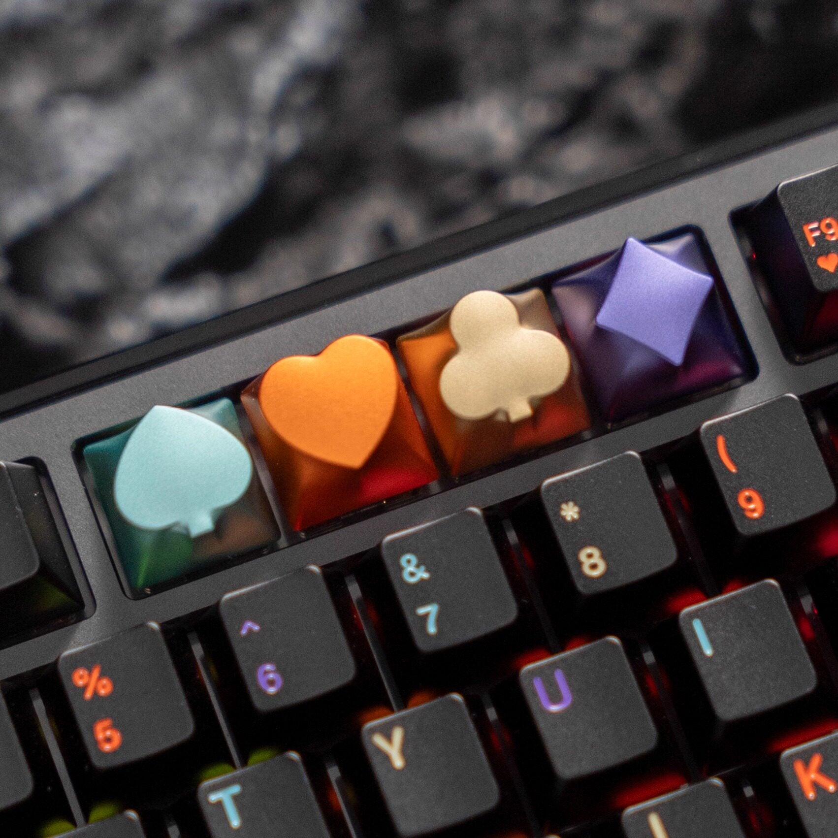 Spades, Hearts, Clubs, Diamonds — Metal Artisan Keycaps