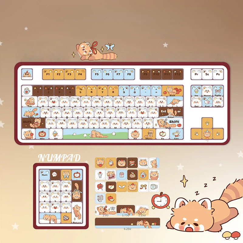 "Cozy Red Panda" MAO Profile PBT Dye-Sub Keycap Set