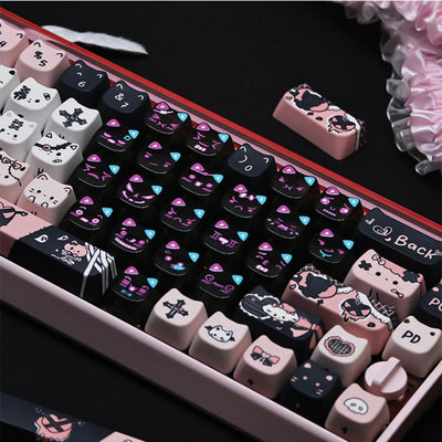 "Dark Charm Kitty" PBT & PC Hybrid MAO Profile Keycap Set