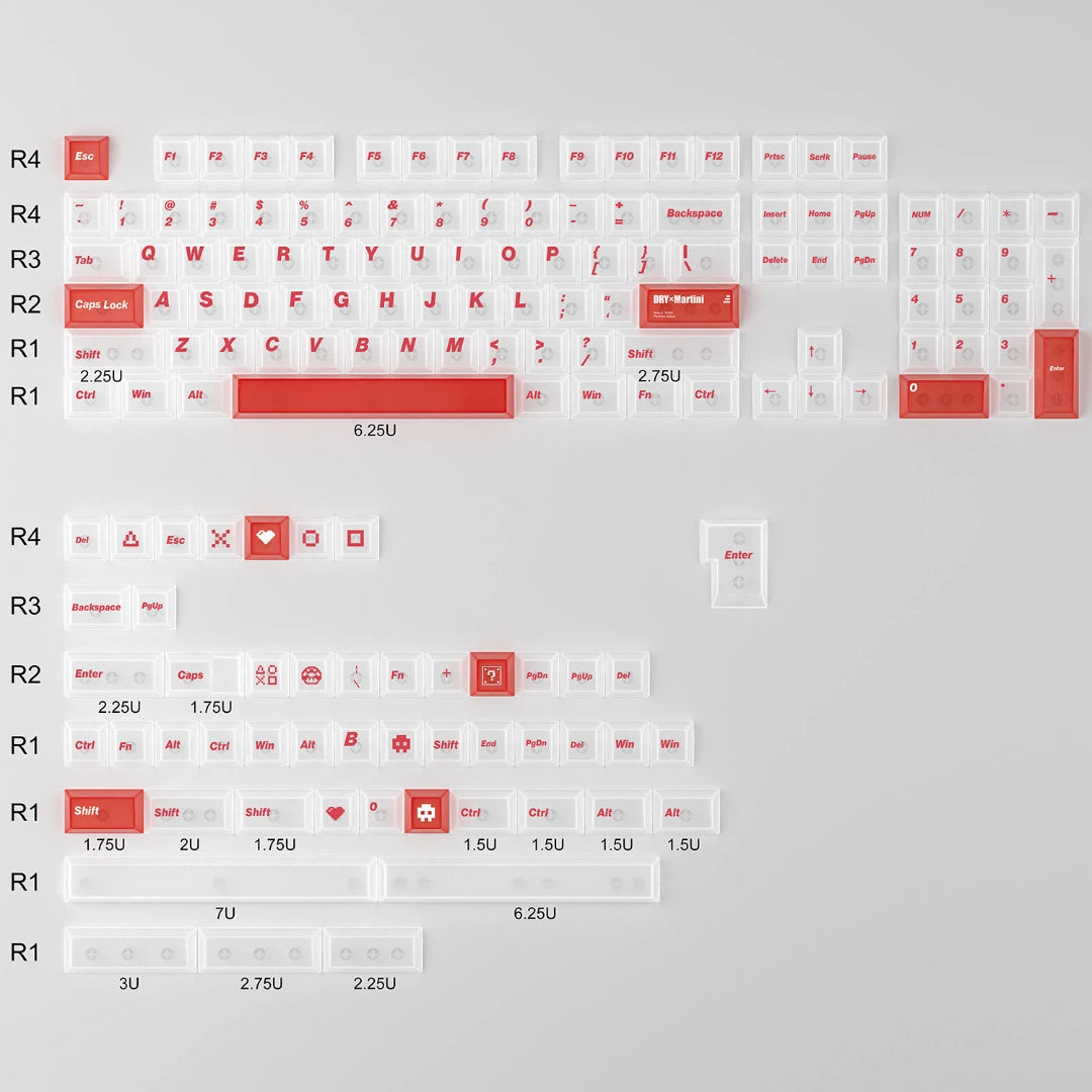 "Dry Martini" Frosted Translucent PC Cherry Profile Keycap Set