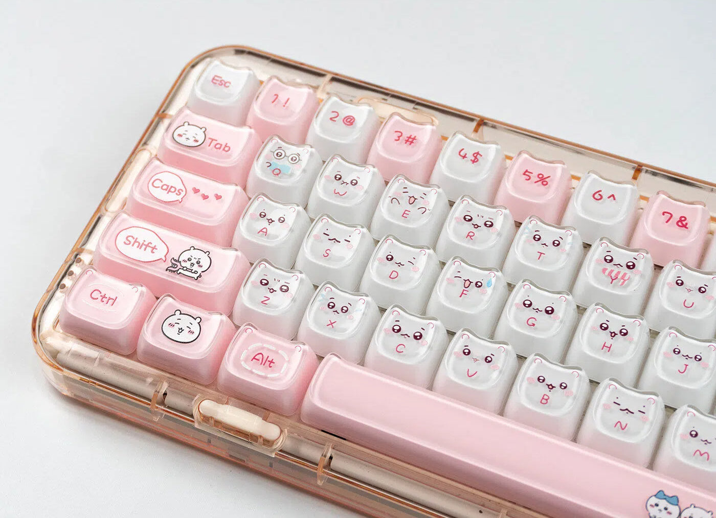 "Jelly Emote Kitty" Crystal Clear MAO Profile PC Keycap Set