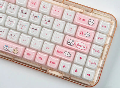 "Jelly Emote Kitty" Crystal Clear MAO Profile PC Keycap Set