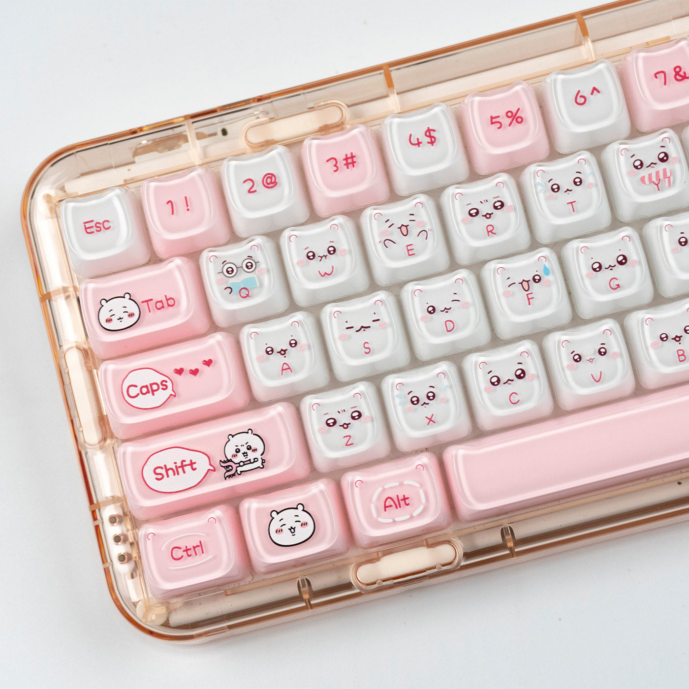 "Jelly Emote Kitty" Crystal Clear MAO Profile PC Keycap Set
