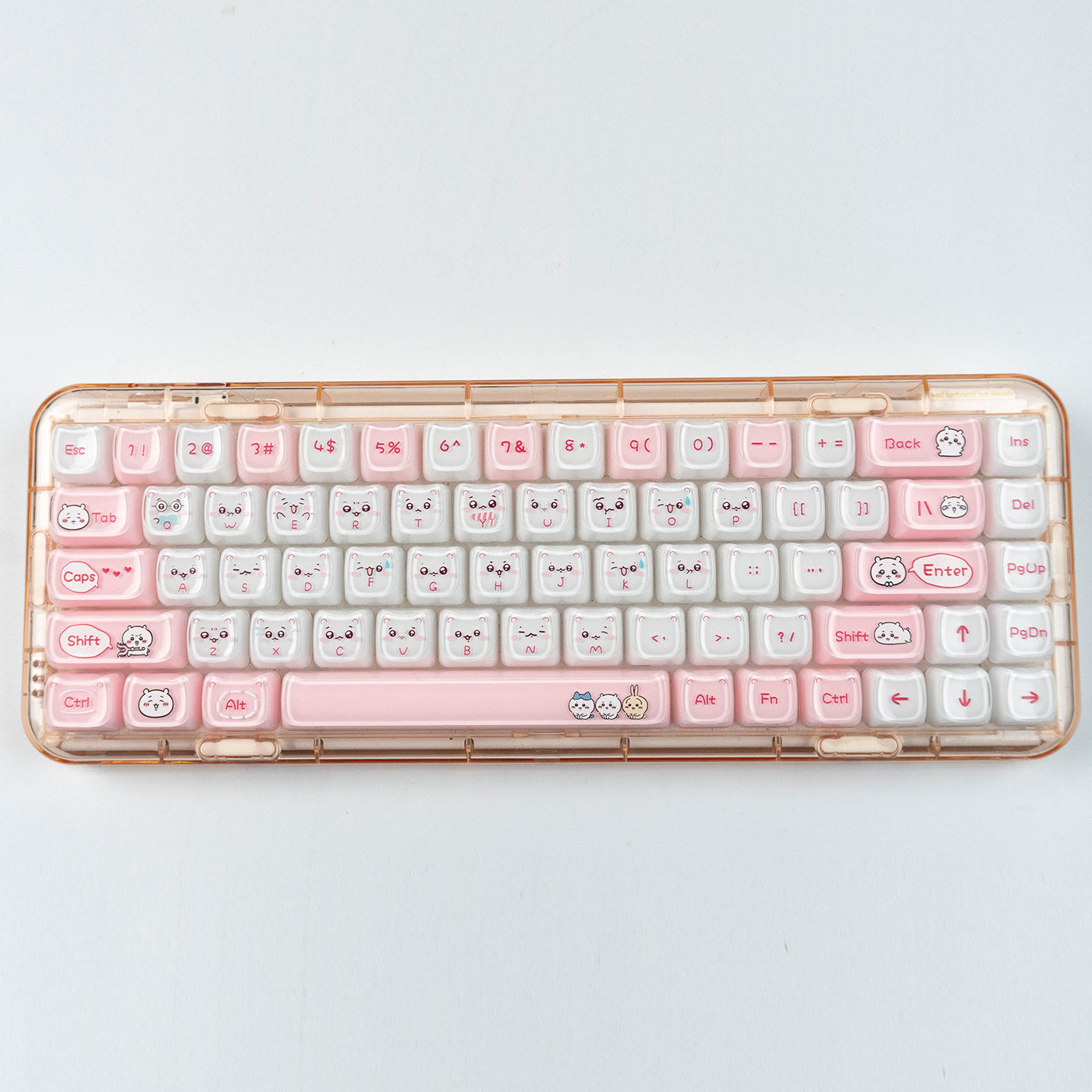 "Jelly Emote Kitty" Crystal Clear MAO Profile PC Keycap Set