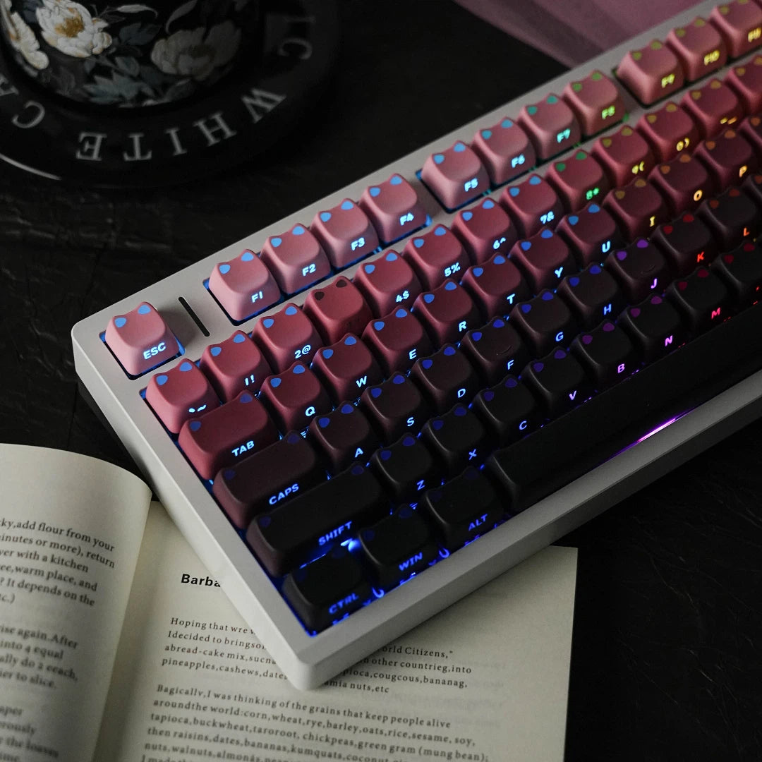"Neko Side-Lit" Cat-Ear MAO Profile PBT Keycap Set