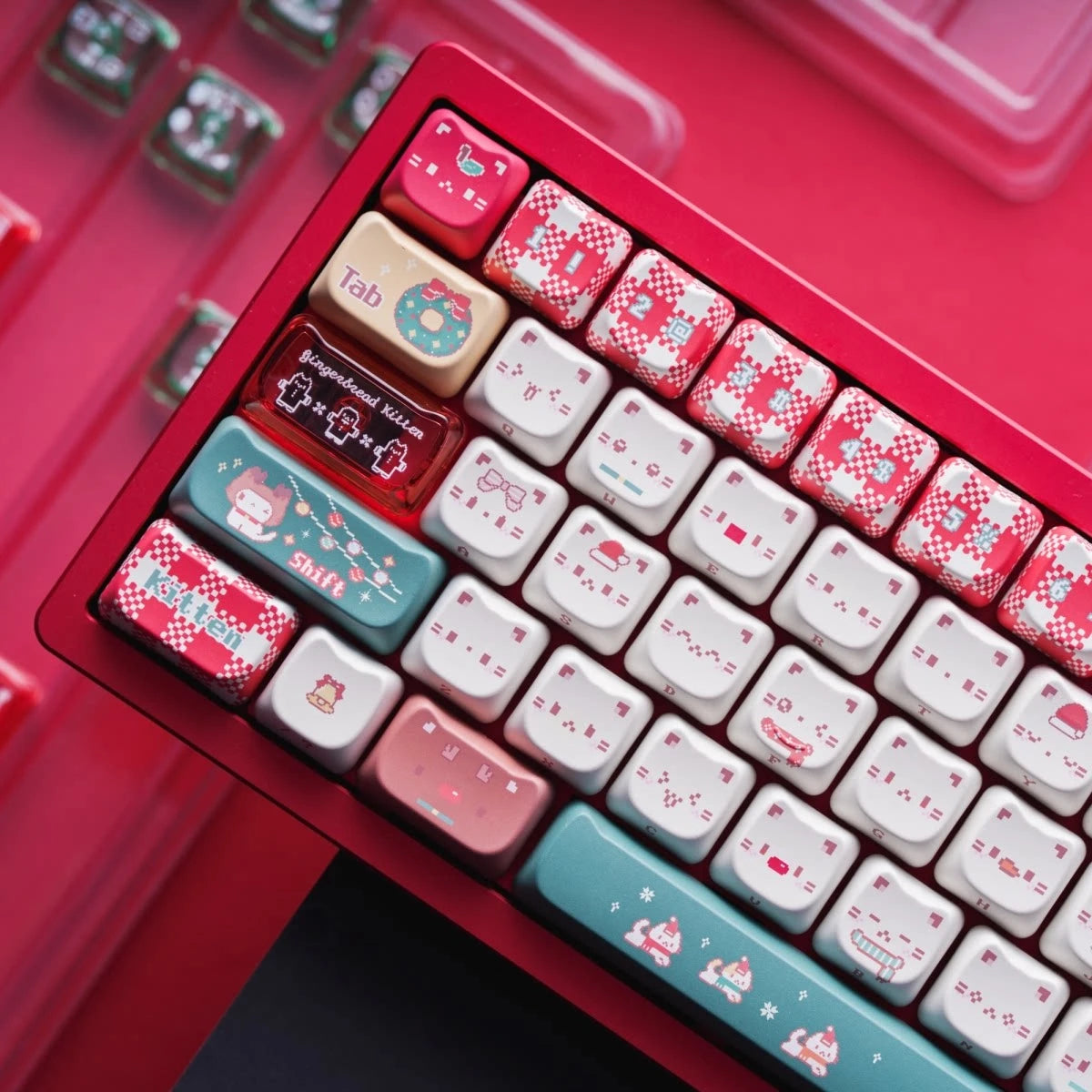 "Christmas Meow" Holiday Kitten MAO Profile PBT & Translucent PC Keycap Set (169 Keys / SOULcat)