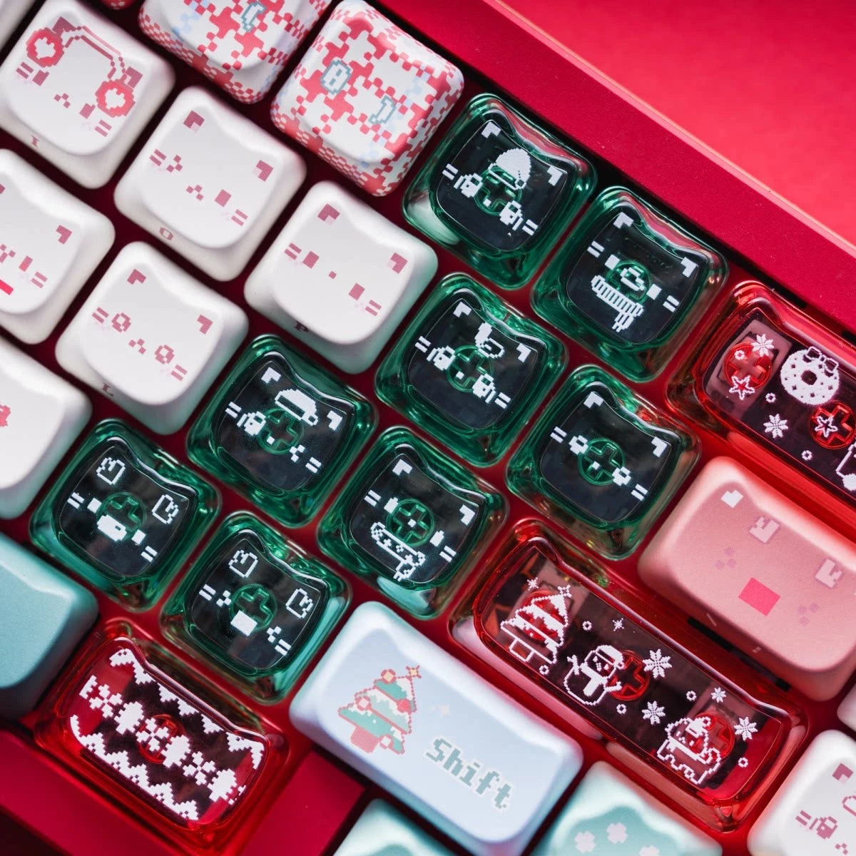 "Christmas Meow" Holiday Kitten MAO Profile PBT & Translucent PC Keycap Set (169 Keys / SOULcat)