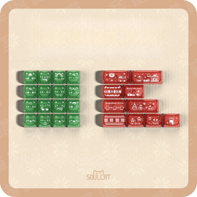 "Christmas Meow" Holiday Kitten MAO Profile PBT & Translucent PC Keycap Set (169 Keys / SOULcat)