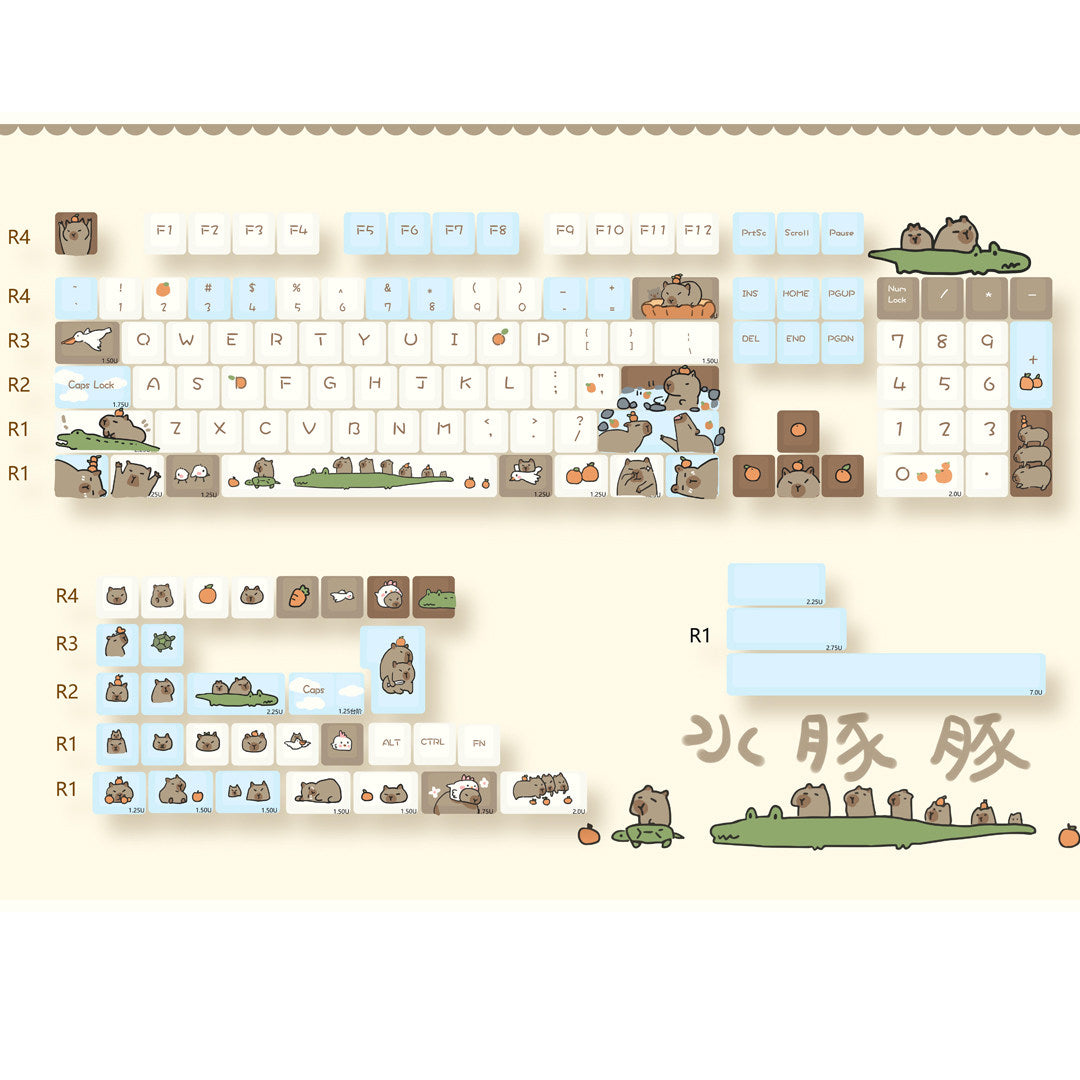 "Cozy Capybara" MDA Profile PBT Keycap Set