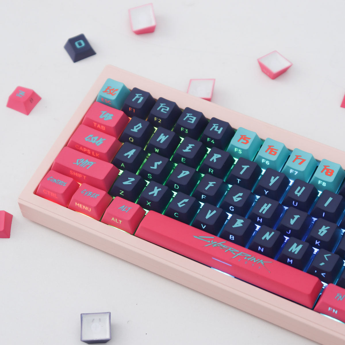 "Cyberpunk" Side-Lit PBT Keycap Set (Cherry Profile)