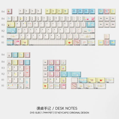 "Desk Notes" 1.7mm Ultra-Thick PBT Keycap Set (Cherry Profile / 137 Keys / 5-Sided Dye-Sub)