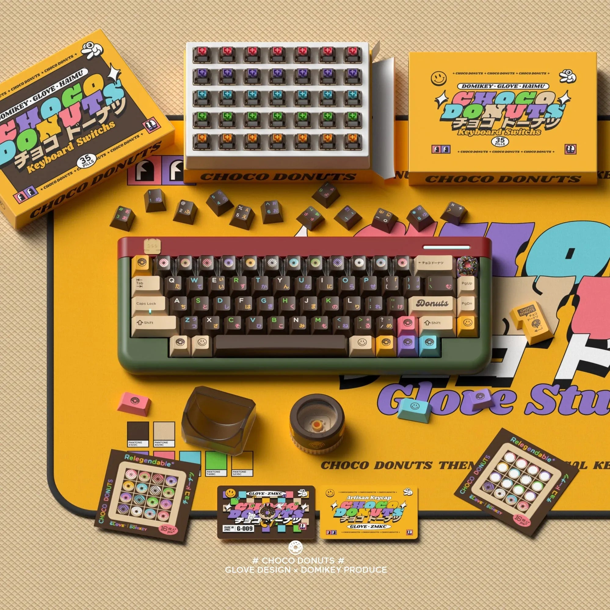 "Choco Donuts" R2 ABS Triple-Shot Keycap Set (by GLOVE x Domikey)
