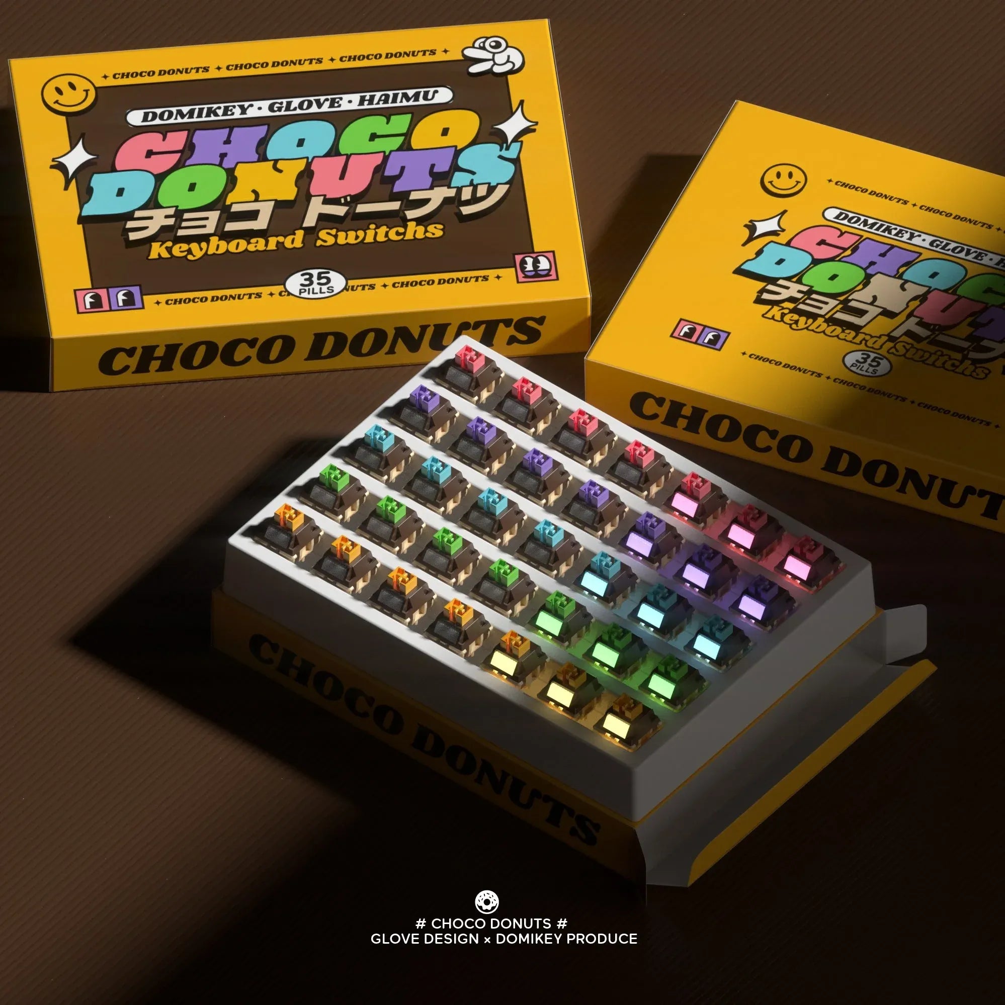 "Choco Donuts" R2 ABS Triple-Shot Keycap Set (by GLOVE x Domikey)