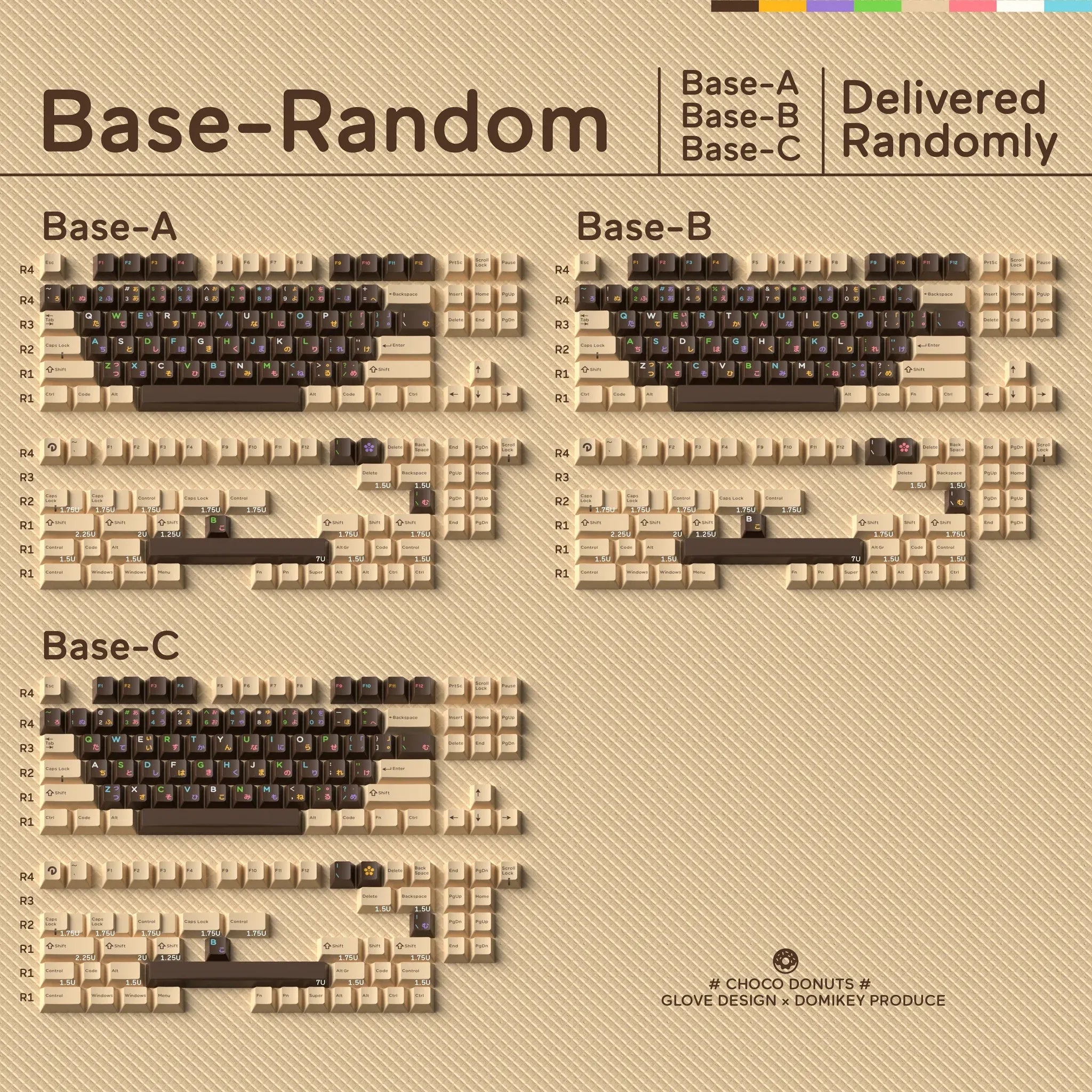 "Choco Donuts" R2 ABS Triple-Shot Keycap Set (by GLOVE x Domikey)