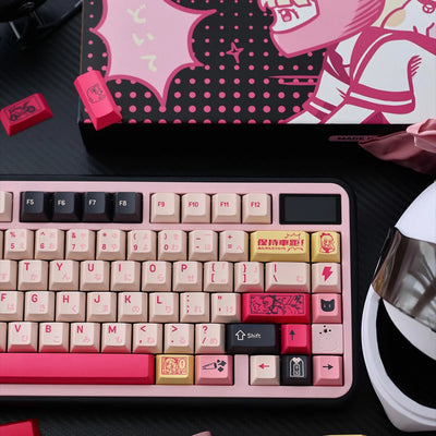"Keep Safe R2" Biker Girl Cherry Profile PBT Dye-Sub Keycap Set (144 Keys)