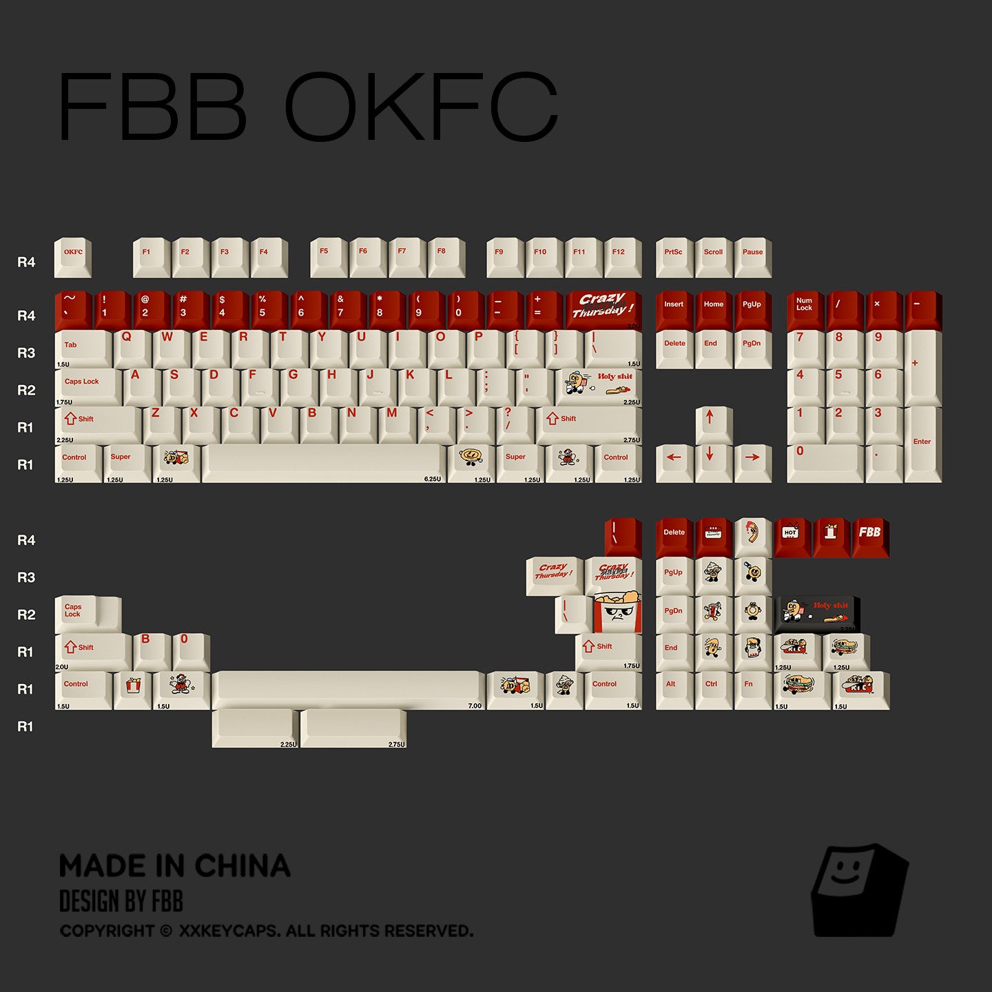 "OKFC Crazy Thursday" 1.7mm PBT Dye-Sub Keycap Set (Original Design)