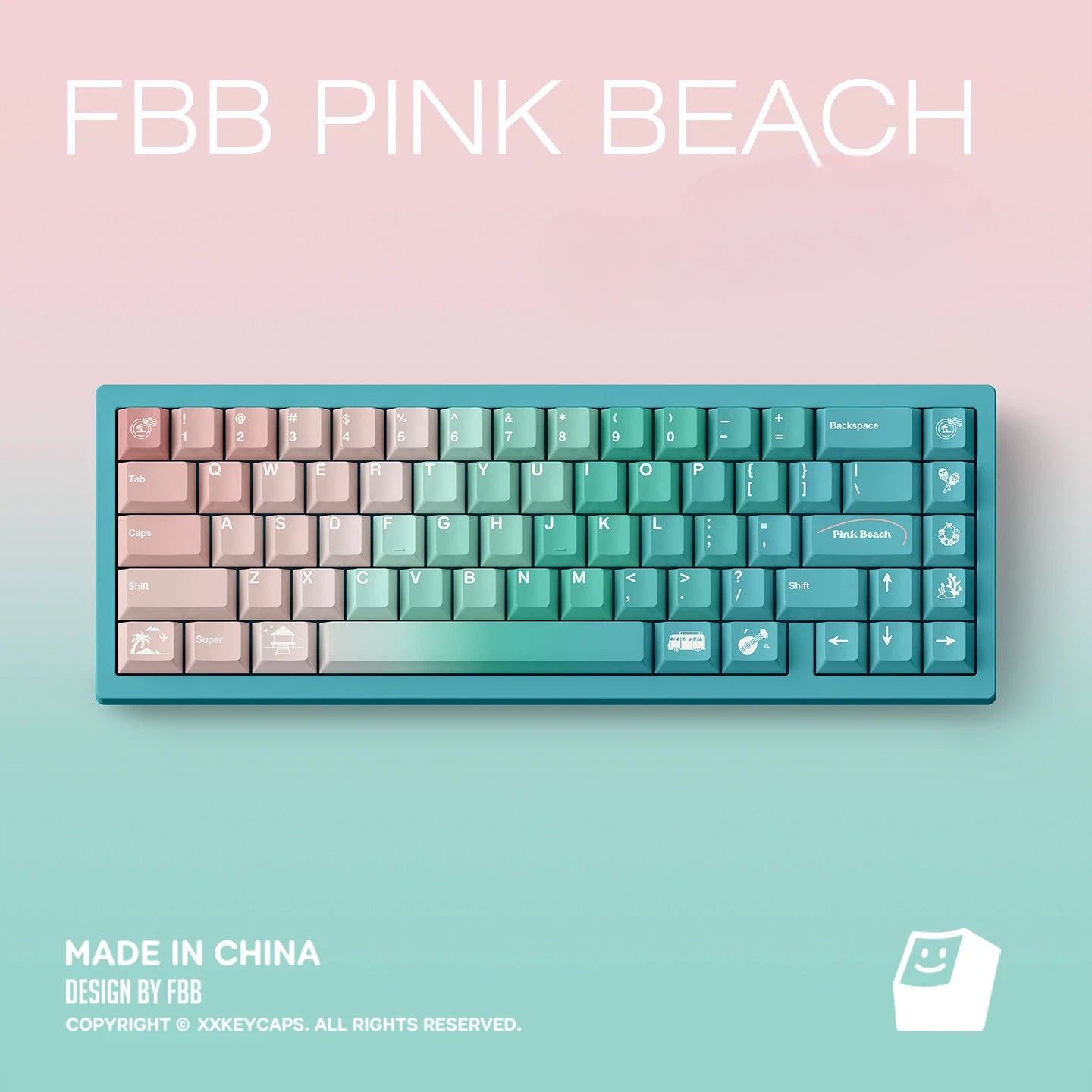 "Pink Beach" Gradient Cherry Profile 1.7mm PBT Keycap Set (145 Keys)