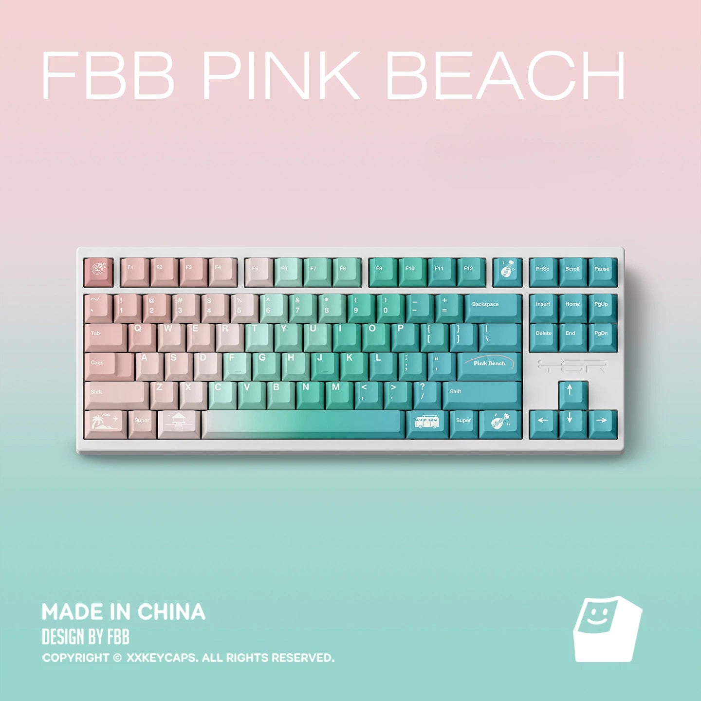 "Pink Beach" Gradient Cherry Profile 1.7mm PBT Keycap Set (145 Keys)