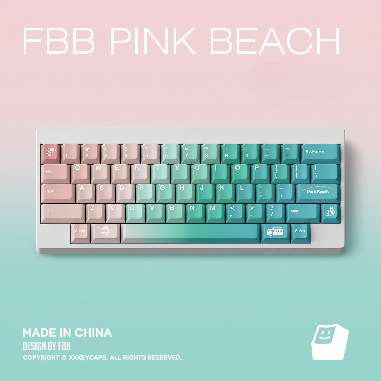 "Pink Beach" Gradient Cherry Profile 1.7mm PBT Keycap Set (145 Keys)