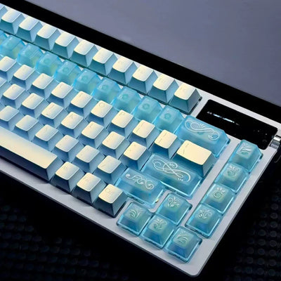 "Ice Crystal Blue" Pearlescent Frosted PBT+PC Cherry Profile Keycap Set (134 Keys)