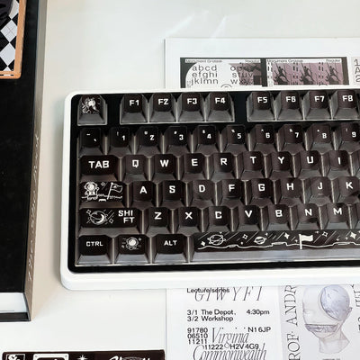 "Interstellar Odyssey" Frosted Translucent PC Keycap Set – Smoky Black Sci-Fi Space Theme (Cherry Profile / 120 Keys / Backlit)
