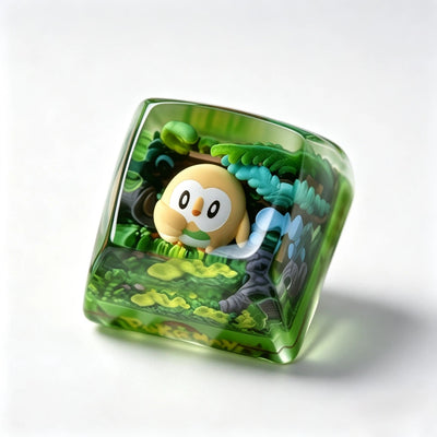 "Leafy Owl" Translucent Epoxy Resin 1u Artisan Keycap