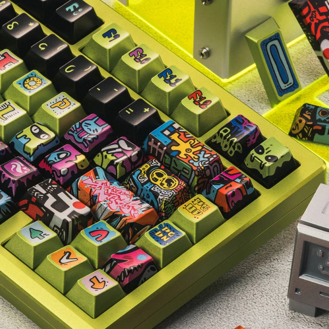 "Noise Graffiti" Metallic Lacquer PBT Keycap Set (Cherry Profile / 125 Keys / Mintcaps)