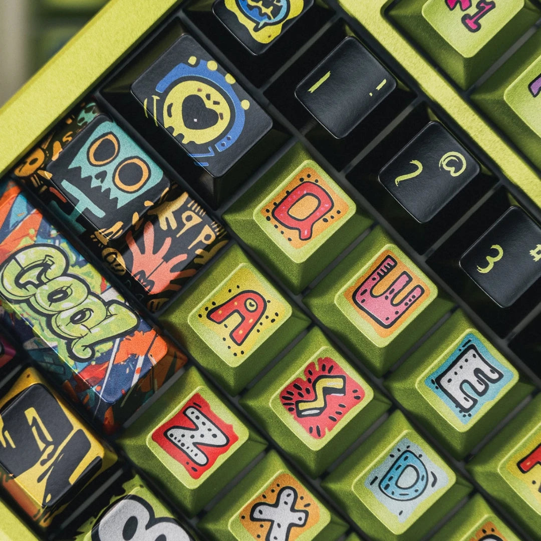 "Noise Graffiti" Metallic Lacquer PBT Keycap Set (Cherry Profile / 125 Keys / Mintcaps)