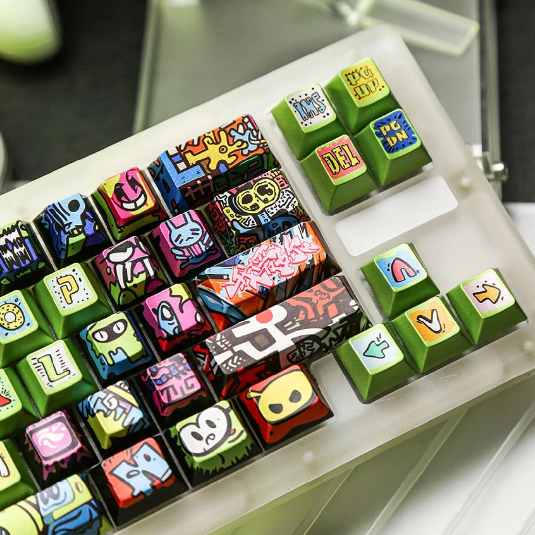 "Noise Graffiti" Metallic Lacquer PBT Keycap Set (Cherry Profile / 125 Keys / Mintcaps)
