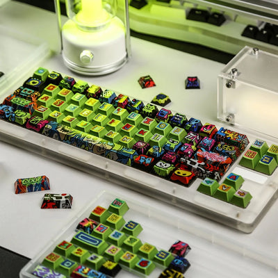 "Noise Graffiti" Metallic Lacquer PBT Keycap Set (Cherry Profile / 125 Keys / Mintcaps)