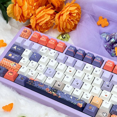 "Pixel Spooky" Pastel Halloween PBT Keycap Set (Cherry & MOA Profile / 120 Keys / 5-Sided Dye-Sub)