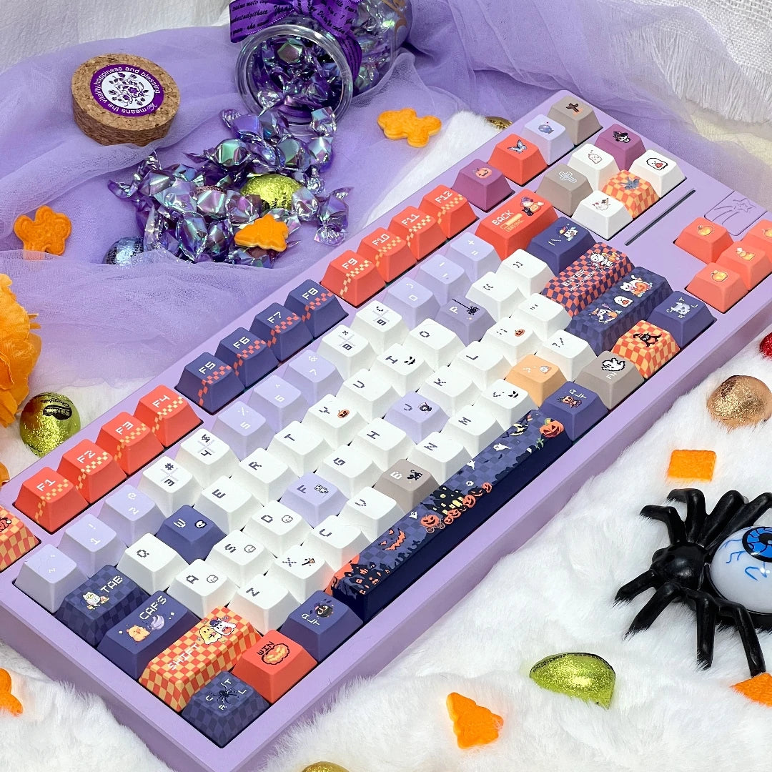 "Pixel Spooky" Pastel Halloween PBT Keycap Set (Cherry & MOA Profile / 120 Keys / 5-Sided Dye-Sub)