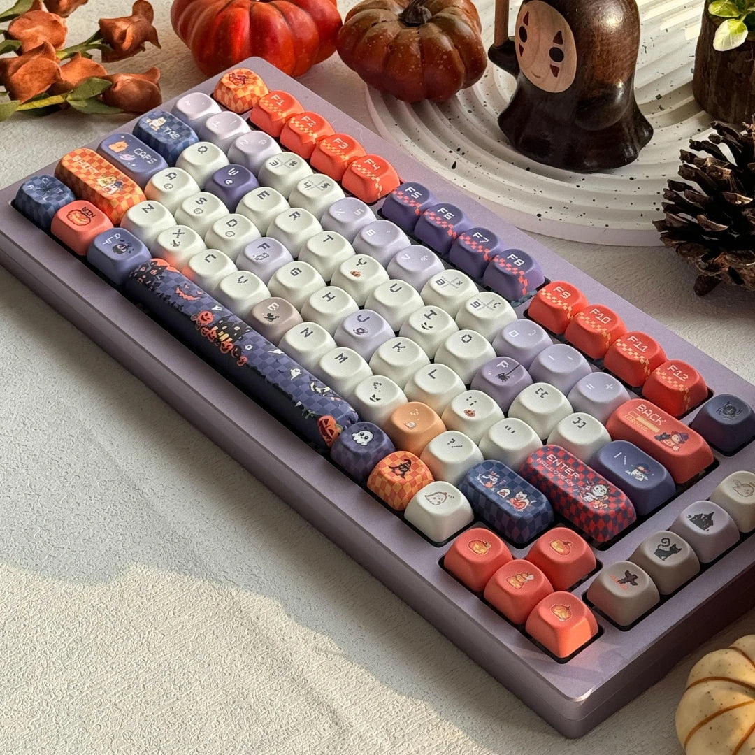 "Pixel Spooky" Pastel Halloween PBT Keycap Set (Cherry & MOA Profile / 120 Keys / 5-Sided Dye-Sub)