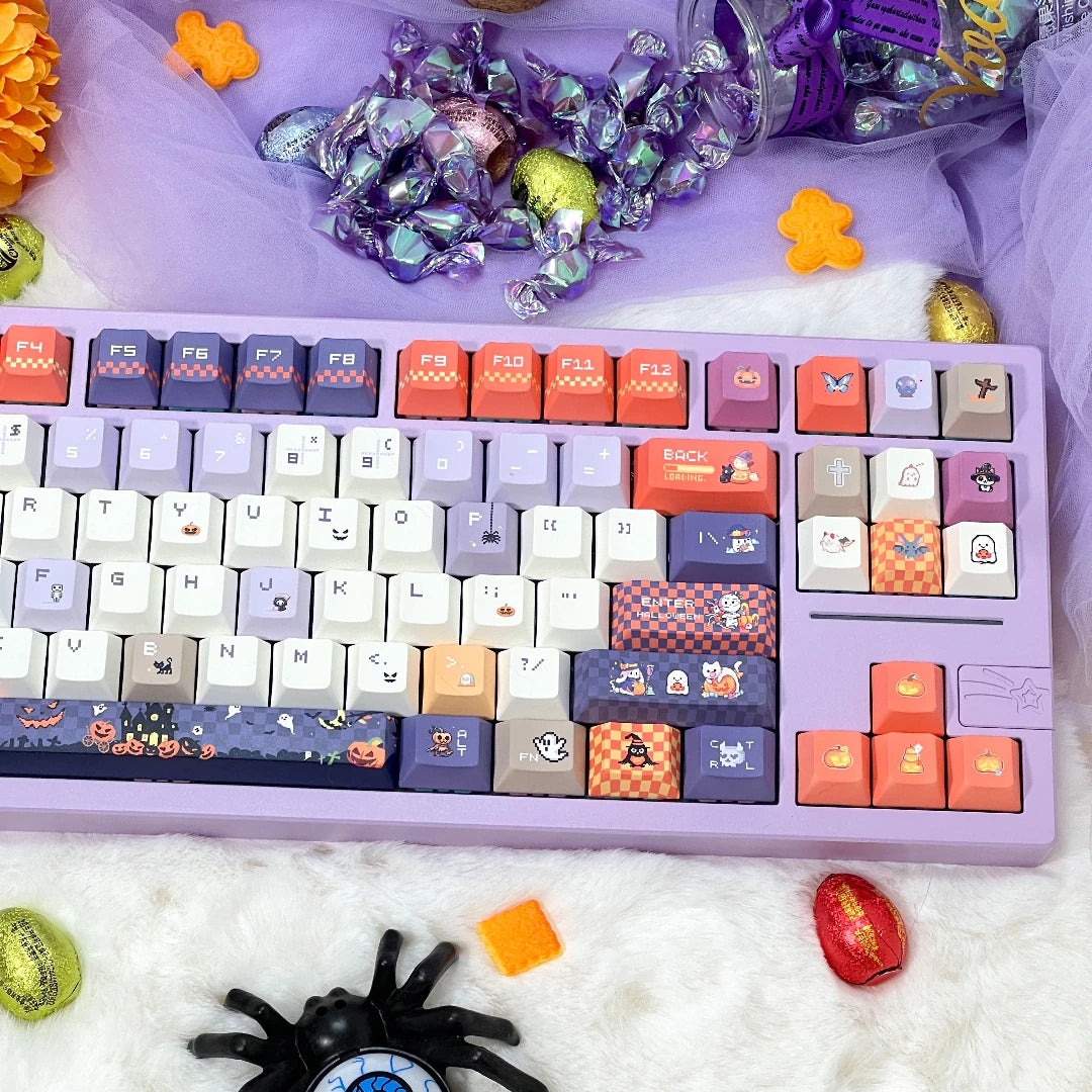 "Pixel Spooky" Pastel Halloween PBT Keycap Set (Cherry & MOA Profile / 120 Keys / 5-Sided Dye-Sub)