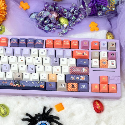 "Pixel Spooky" Pastel Halloween PBT Keycap Set (Cherry & MOA Profile / 120 Keys / 5-Sided Dye-Sub)