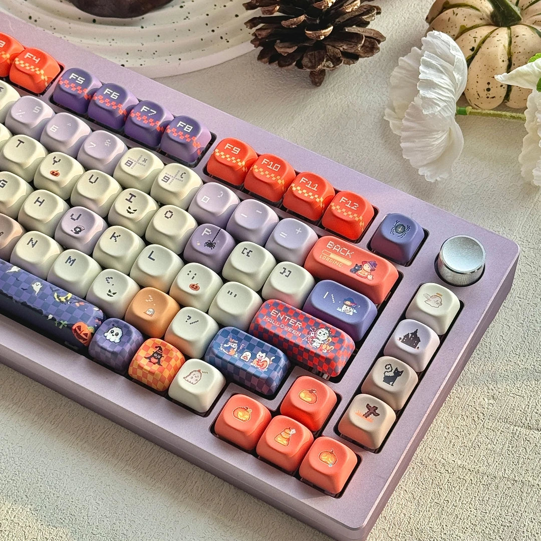 "Pixel Spooky" Pastel Halloween PBT Keycap Set (Cherry & MOA Profile / 120 Keys / 5-Sided Dye-Sub)